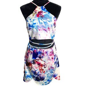 a. peach Womens Multicolor Floral Print Knit Dress with Waist Cutout Size M Sexy